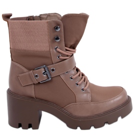 Højhælede snøre støvler Brooks Khaki beige brun