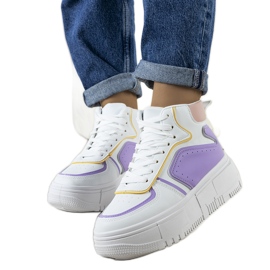 Hvide og lilla Zetta ankelsneakers