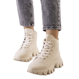 Nurbi beige vandrestøvler til kvinder