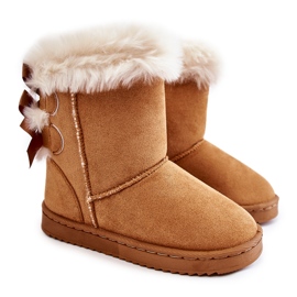 Børns varme støvler med sløjfer Beige Funky snestøvler brun