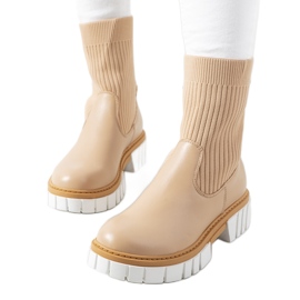Beige støvler med en sokoverdel Amelie