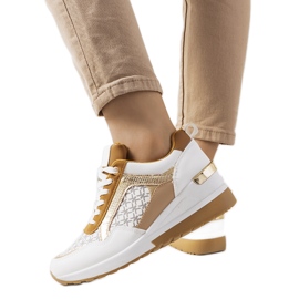 Hvide og brune sneakers fra Nanson gylden