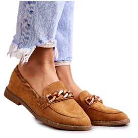 FB2 Dame ruskind Loafers med en kæde Camel Nolie brun
