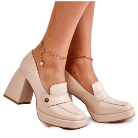Lewski Shoes Læder Pumps Lewski Sko 3195/2 Beige