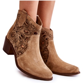 Lewski Shoes Openwork Ruskind Støvler Lewski Sko 3170/2 Beige