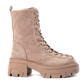 Kvinders brune ruskindssnørearbejdere beige