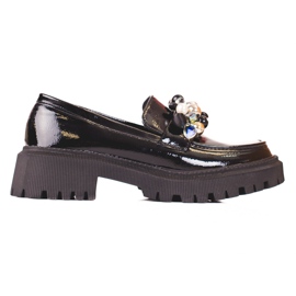 Damelakerede loafers med Shelovet dekoration sort