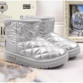 Pigeres sølv, quiltede, quiltede, sølvisolerede slip-on snestøvler Big Star KK374241