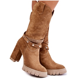 Lewski Shoes Høje kvinders støvler på høj hæl Lewski Sko 3246 Beige brun