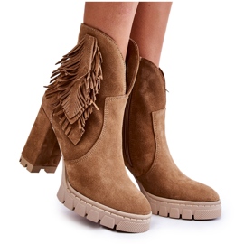 Lewski Shoes Ruskind Platform Støvler Lewski Sko 3251 Beige brun