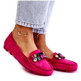PS1 Dame loafers i ruskind med Fuchsia Janetta dekorationer lyserød