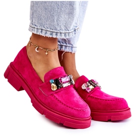 PS1 Dame ruskind Loafers med Fuchsia Karlott dekoration lyserød