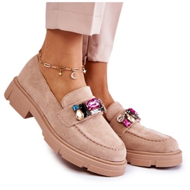 PS1 Dame Loafers Ruskindssko med beige Karlott-dekoration
