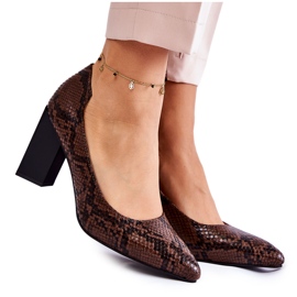 Læder Snakeskin Pumps La.Fi 230027BR-XS Brun