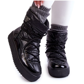 PM1 Moderigtige snestøvler med snørebånd til kvinder i sorte Carrios
