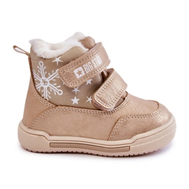 Varmestøvler til børn med velcro Big Star KK374189 Beige-Guld brun