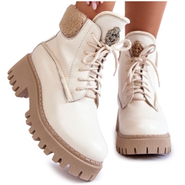 PL5 Dame Læder Trappers Støvler Lys beige Vergo