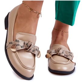 WS1 Dame læder loafers med beige Dayes sløjfe