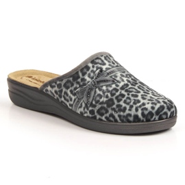 Komfortable grå Inblu leopardprint til kvinders hjemmesko