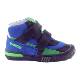 Marineblå/blå ankelstøvler i læder med velcro, Bartek 91756