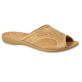 Befado pu hjemmesko til kvinder 254D138, beige, kork indersål
