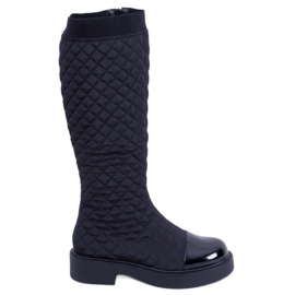 BM Elegante Coco Black quiltede støvler sort