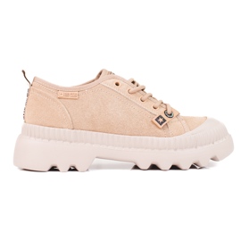 Dame lædersneakers Big Star KK274511BE beige