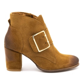 Exquisite Dame ruskindsstøvler med højhælet spænde 1262EX camel brun
