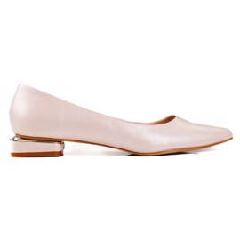 Dame beige pumps med lave hæle Shelovet
