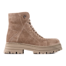 Naturligt læder beige fanger
