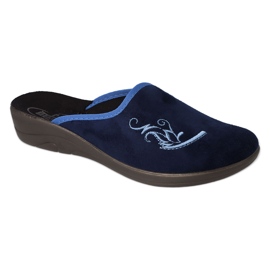 Befado Kvinders hjemmesko PU 552D016 Navy Blue med broderi blå