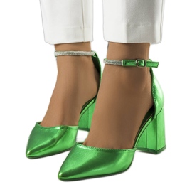 Grønne pumps med Leighton cubic zirconia