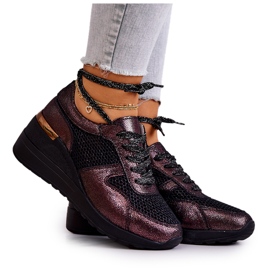 Læder Wedge Sneakers Med Mesh S.Barski Sort