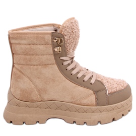 BM Snørestøvler med et lammeskind Khandi Khaki beige