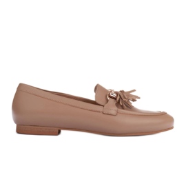 Marco Shoes Læder loafers med frynser beige