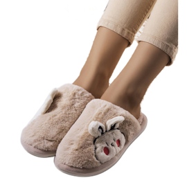 Beige bløde Half Bunny hjemmesko
