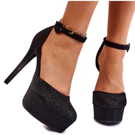 PA1 Sort Jassie Shiny Platform Heel Pumps