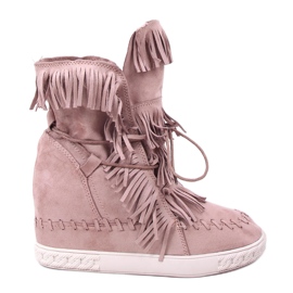 BM Peggy Pink sneakers med frynser i ruskind lyserød