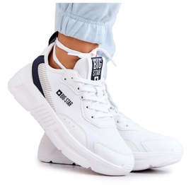 Moderigtige sneakers sportssko Big Star JJ274596 Hvid marine blå