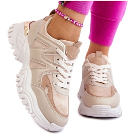 PG1 Klassiske sportssko på beige Bowie-platform