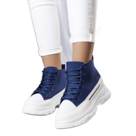 Marineblå sneakers med høj platform fra Tillys