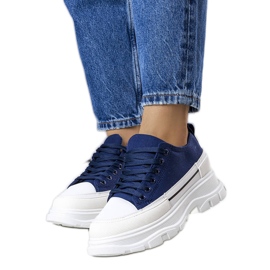 Marineblå sneakers med høj platform fra Lavaris