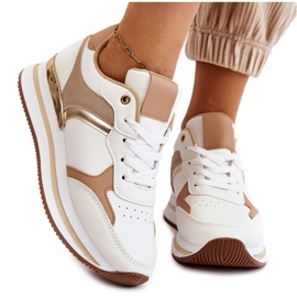PG1 Moderigtige Wedge Sportssko til kvinder, hvid og beige Yuki