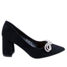 PA1 Debra Black beaded hæl pumps sort