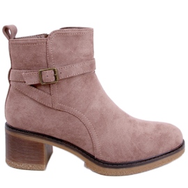 BM Aretha Khaki støvler med bred hæl beige