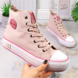 Kvinders high-top sneakers på platformen pudder pink Big Star LL274186 lyserød