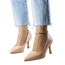 BM Beige lavhælede pumps fra Jayda