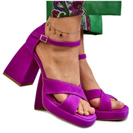 Lewski Shoes Dame ruskind højhælede sandaler Leski Sko 3221 Fuchsia lyserød