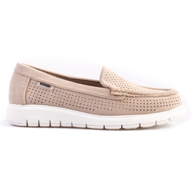 Beige Shelovet gennembrudte loafers til kvinder