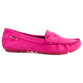 Dame ruskind loafers Shelovet elastisk fuchsia lyserød